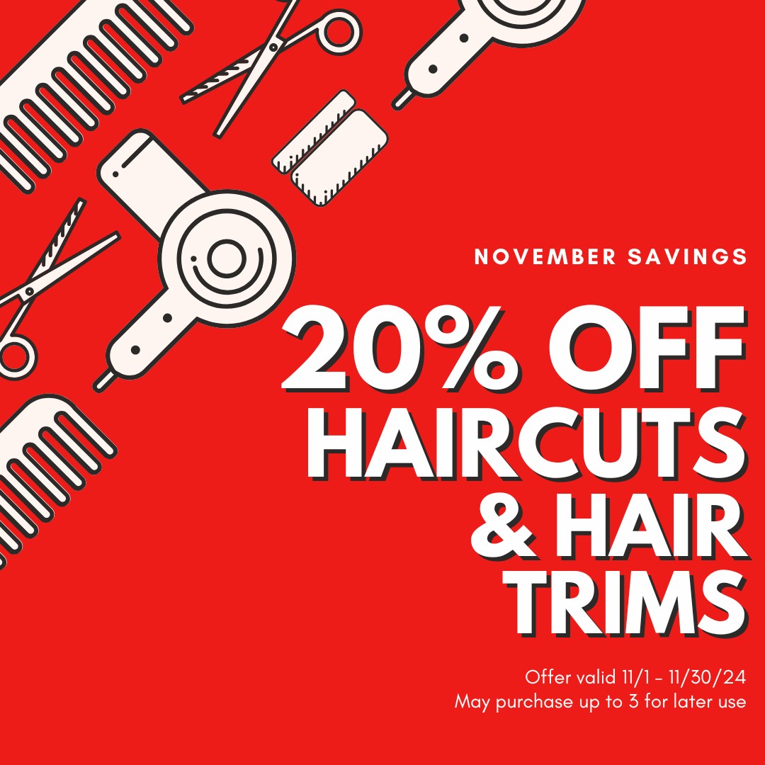 20% off haircuts & hair trims